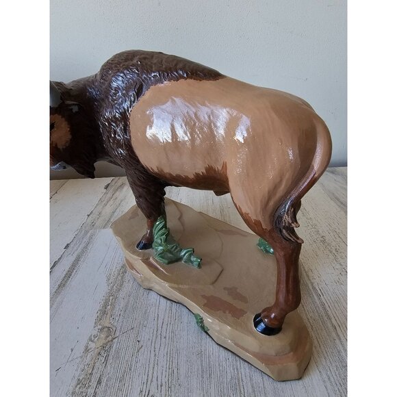 Vintage ceramic buffalo bison statue figurine unique large - Picture 3 of 10